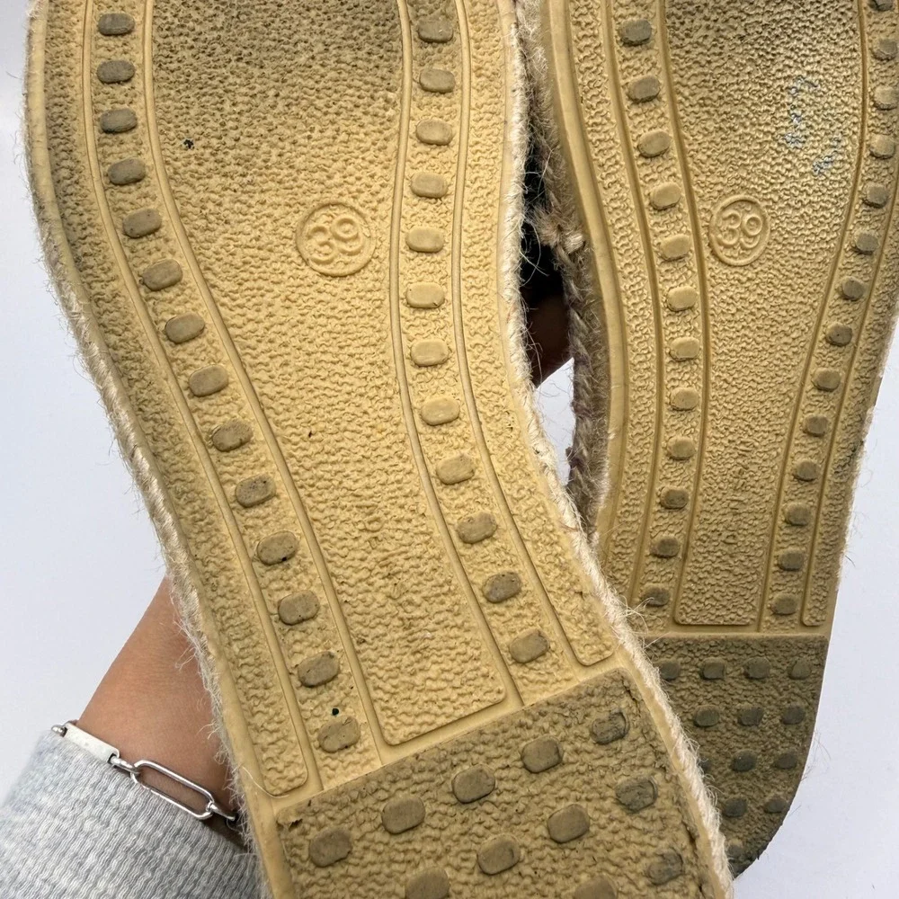 VERBENAS Pink‎ Suede Peep Toe Espadrille Flats Made in Spain Women Size 39